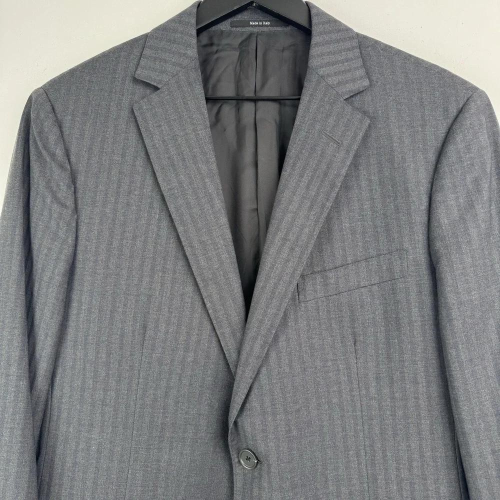 Z Zegna Sport Coat Mens 40R Gray Wool Shadow Stripe Blazer Made in Italy‎ Drop8
